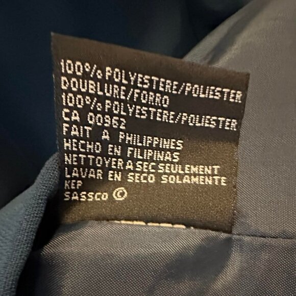 LE Suit Double Breasted Teal Suit Jacket Silver Buttons Peacoat Style Size 8 - Picture 5 of 6